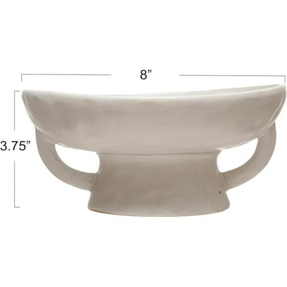 Stoneware Serving Bowl White Reactive Glaze 8 Inch Modern Kitchen Decor - Picture 2 of 8